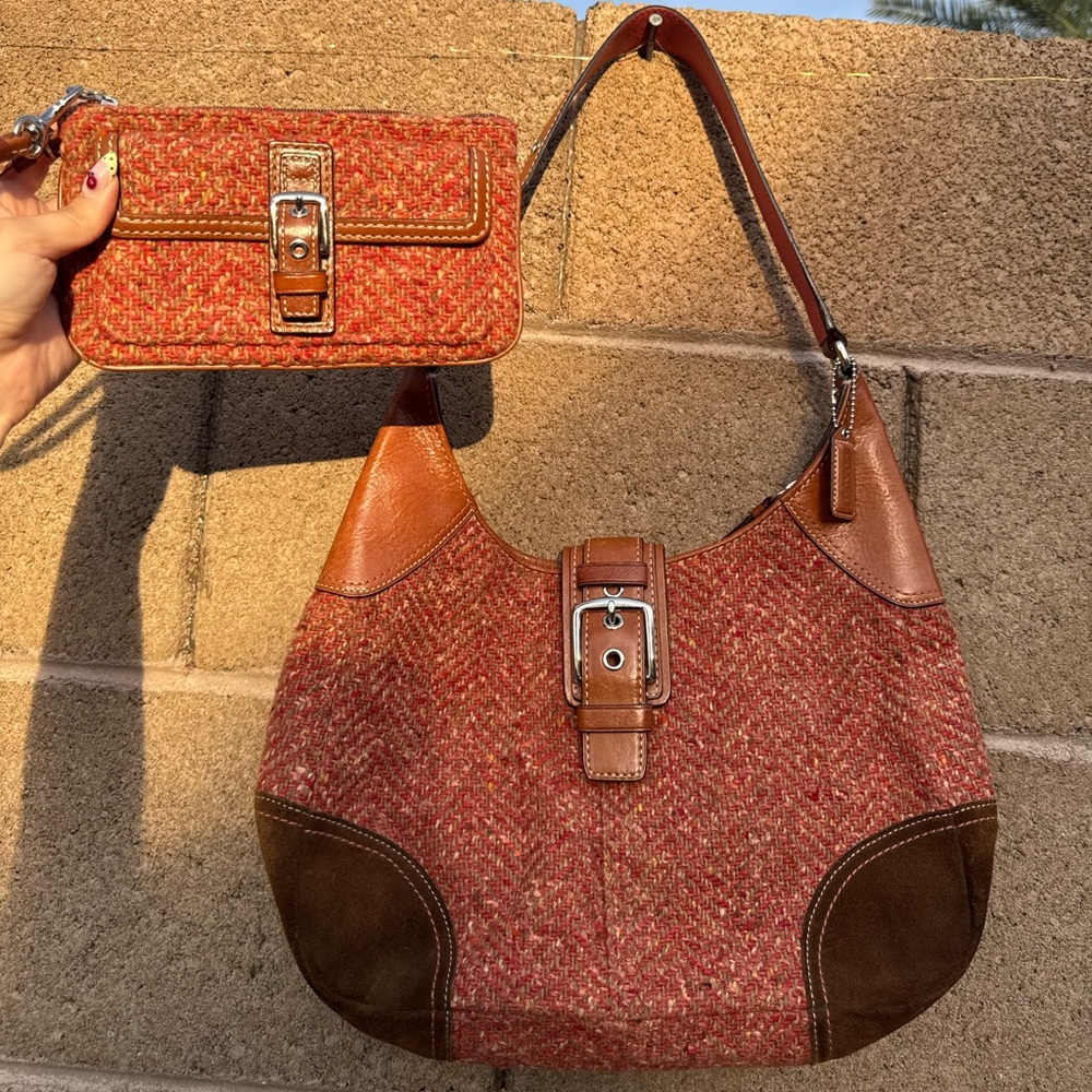 Coach SoHo Hampton Tweed Bag and Wristlet Set